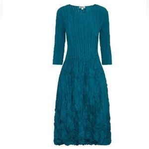 ALQUEMA 3/4 Sleeve Smash Pocket Dress - Peacock Blue Size 2